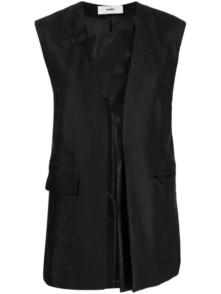 Lniana bluzka Muller Of Yoshiokubo bez rękawów czarna