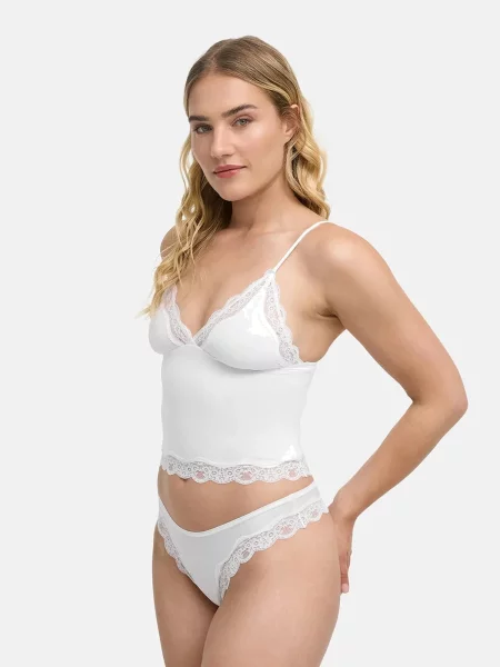 Cfab Top Deep Neck Lace Top' fehér