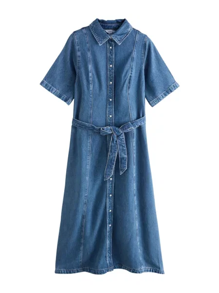 Next Rochie tip bluză denim albastru