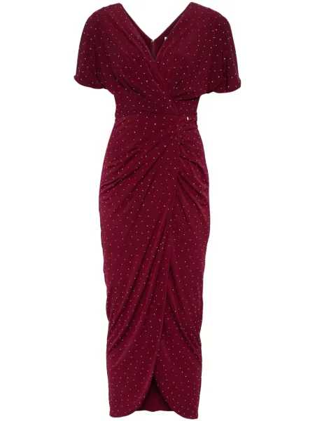 Rochie maxi Nissa de cristal de costum roșu