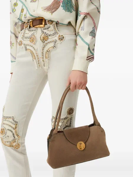 Geantă Versace din piele de căprioară maro