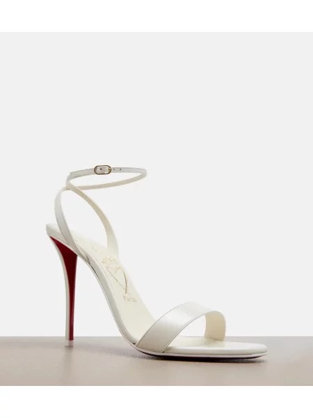 Kožené sandále Christian Louboutin s otvorenou pätou biela