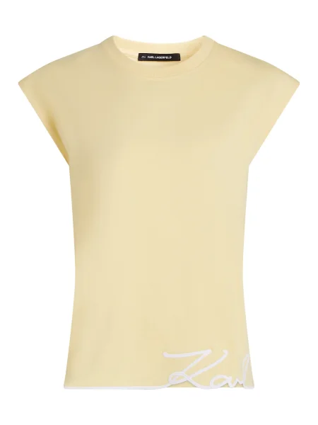 Karl Lagerfeld Tricou Signature lămâie / alb galben