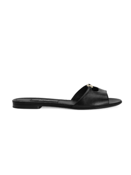 Klapki Dolce And Gabbana skórzane czarne