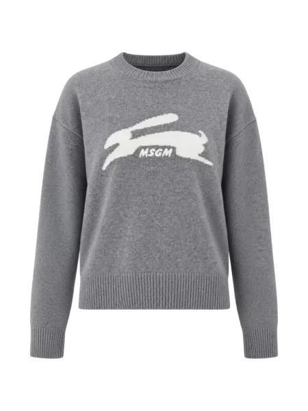 Pulover Msgm cu decolteu rotund gri