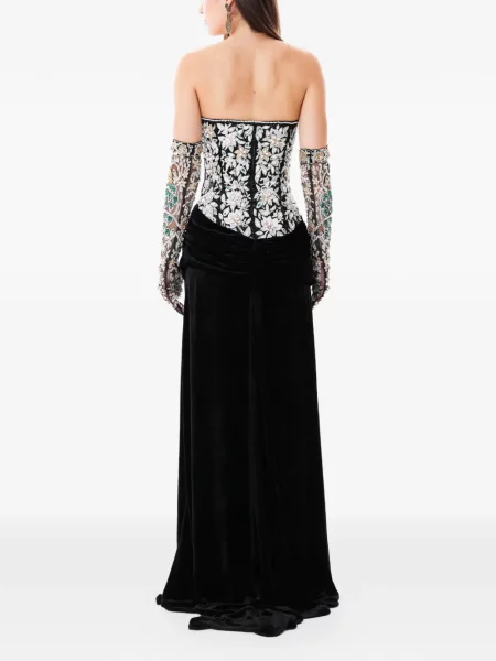 Rochie maxi Dina Melwani de catifea de cristal negru