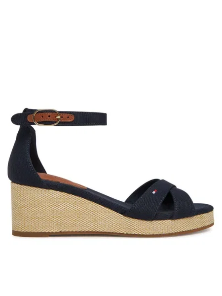 Сандали Tommy Hilfiger FLAG CRISS-CROS MID WEDGE ESPAD тъмносиньо