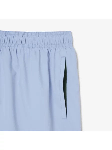 Lacoste Monochromatyczne Kąpielówki Średniej Długości niebieski