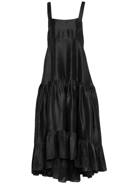Rochie maxi Azeeza de mătase plisată de costum negru