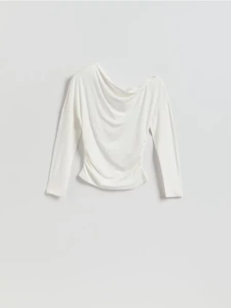 Reserved Bluză cu conținut ridicat de modal crem