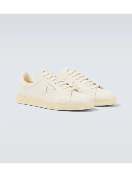 Sneakerși Tom Ford din piele alb