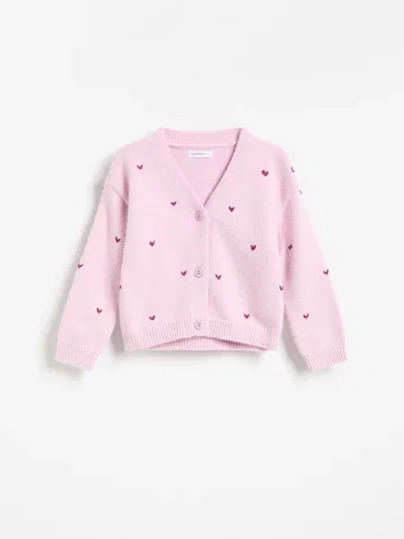 Reserved Szívmintás kardigán pasztellpink