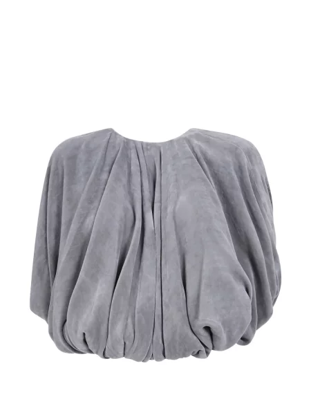 Geacă Rick Owens de catifea drapată gri