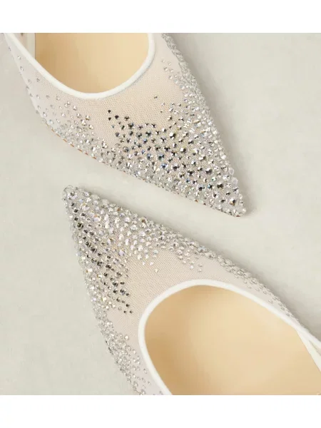 Pantofi cu toc Jimmy Choo plasă de cristal alb