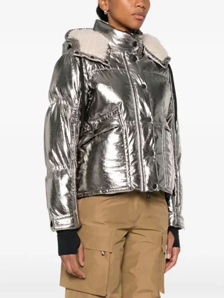 Geacă Moncler Grenoble cu glugă argintiu