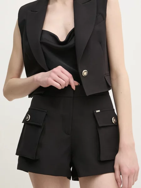 Gaudi pantaloni scurti femei neted high waist negru