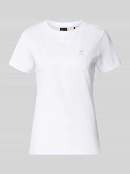 T-shirt o kroju regular fit z czystej bawełny model Boss Orange biała