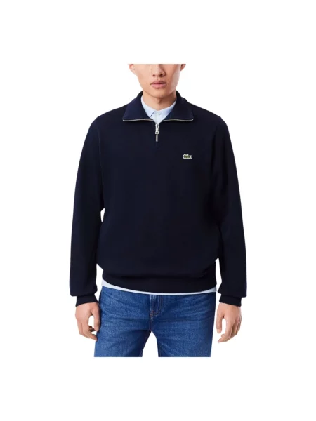 Lacoste Bluza Mężczyźni niebieski jednolity 3 granatowa