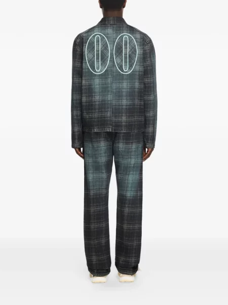 Jacquard traperice Off-white karirane s autogramom bijela