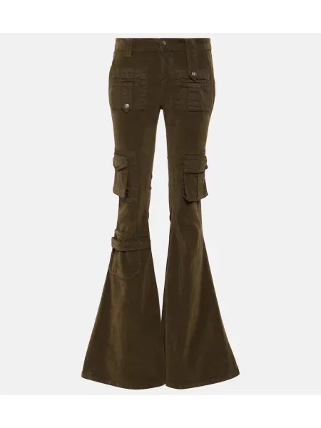 Pantaloni cargo Blumarine cu talie joasă de catifea verde