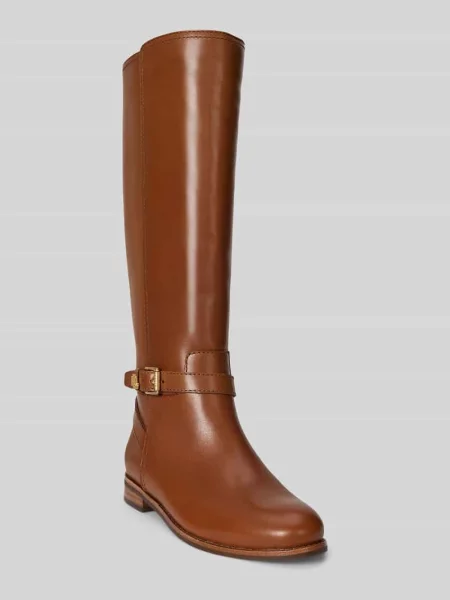 Kozaki skórzane ze sprzączką model ‘BROOKE’ Lauren Ralph Lauren