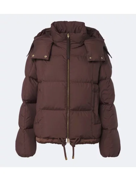 Geacă cu puf Moncler cu glugă maro