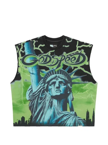 Tricou Godspeed fără mâneci verde
