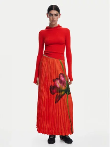 Desigual Plisovaná sukně Follet oranžová