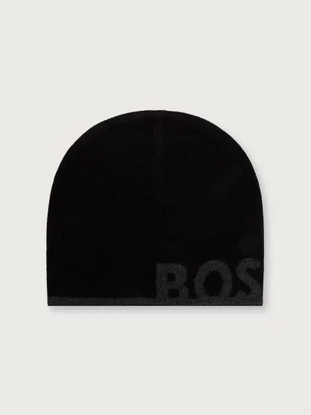 BOSS Green căciulă pentru bărbați cu amestec de lână Reviso_Beanie negru