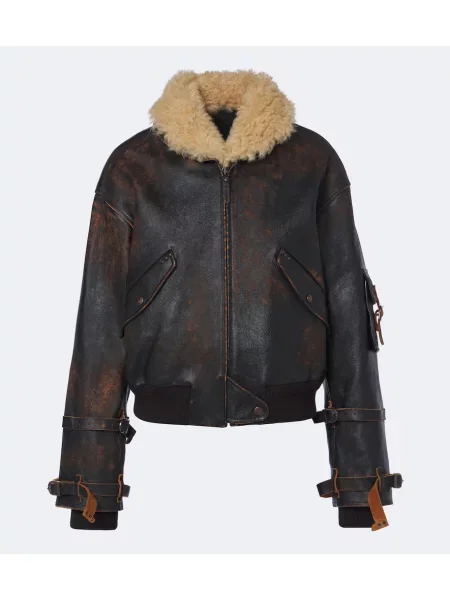 Kožená bunda Ralph Lauren Collection hnedá