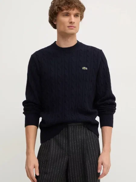 Lacoste pulover de lana barbati marin albastru