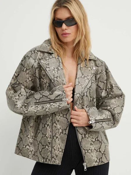 Won Hundred geaca ramones de piele femei de tranzitie gri