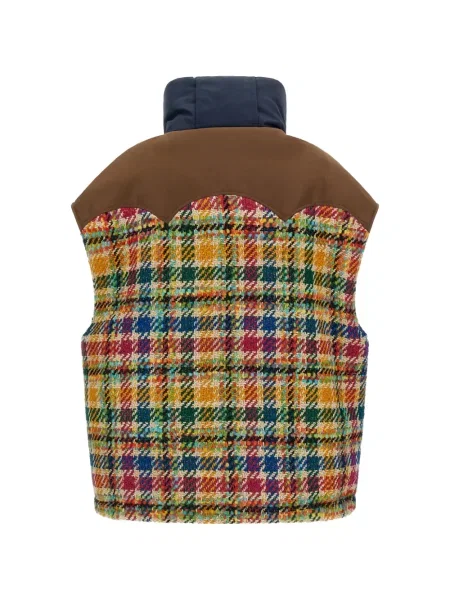 Vestă Marbell în carouri din tweed maro