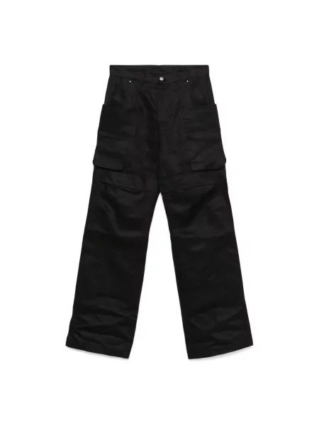 Lniane spodnie Rick Owens czarne