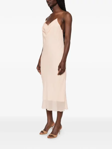 Rochie midi Mugler cu spatele deschis roz