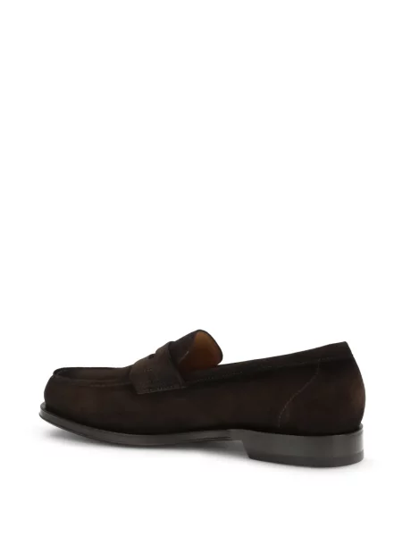 Pantofi loafer Santoni din piele de căprioară maro