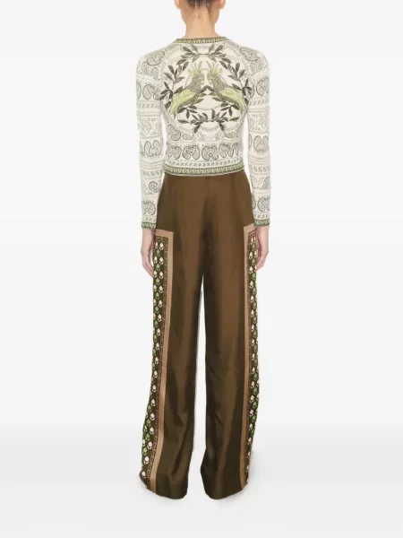 Pantaloni Tory Burch din satin maro