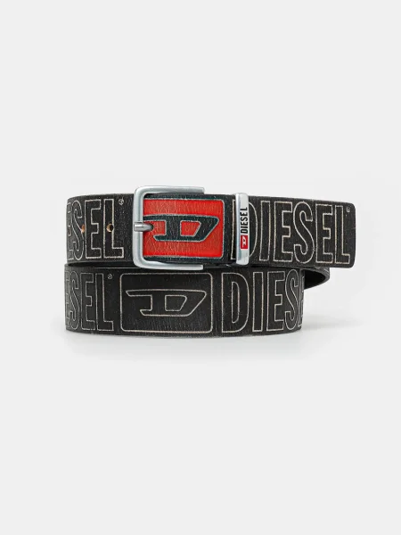 Кожен Diesel DIESEL LOGO B-BISCOTTO OUTLINE мъжки черно