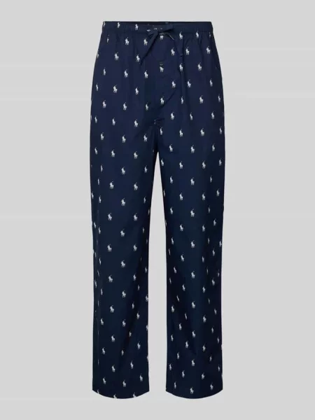 Spodnie od piżamy w kroju regular fit z czystej bawełny Polo Ralph Lauren Underwear granatowe
