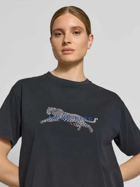 T-shirt z przeszyciem z logo Anine Bing czarna