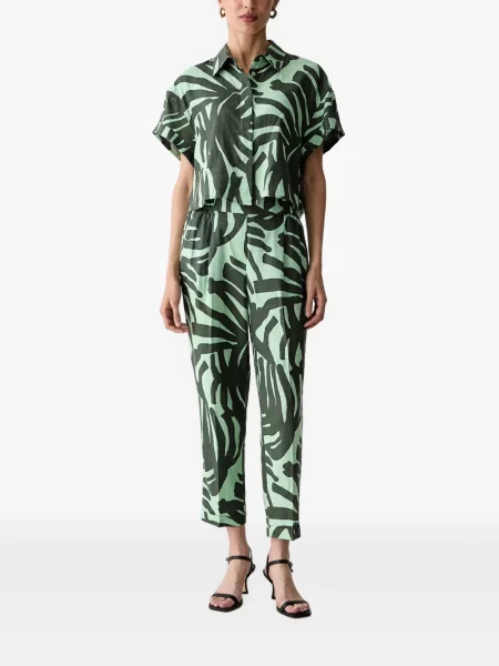 Pantaloni Benetton cu imprimeu abstract verde