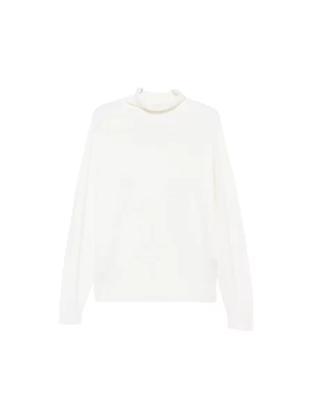 Lniany sweter z golfem John Smedley biały