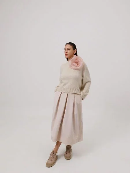 Alnest Спідниця міді Велюр рожевий