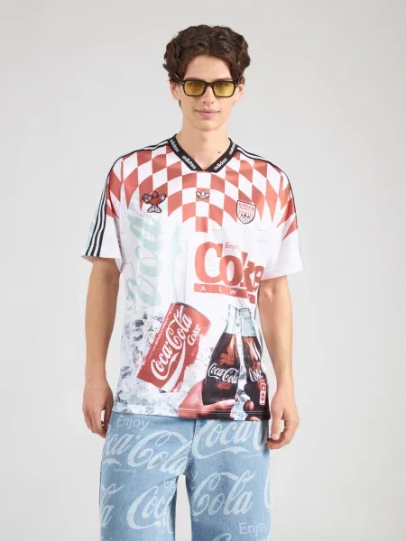 ADIDAS ORIGINALS Tričko Coca Cola Classic mätová / červená / čierna biela