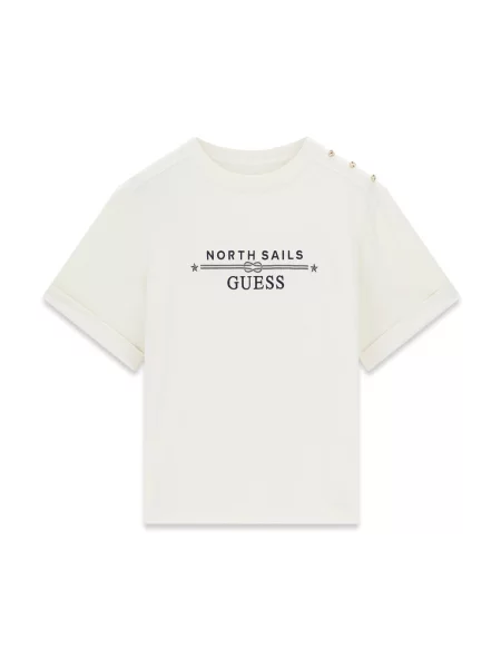 Guess Tricou GUESS x NORTH SAILS Écru negru