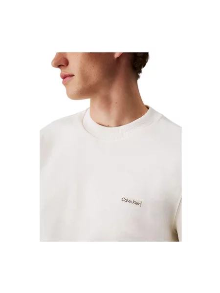 Bluza nierozpinana Calvin Klein Jeans z okrągłym dekoltem elegancka beżowa