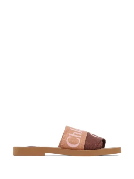 Sandale Chloé cu broderie fără toc roz