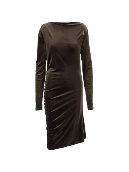 Lung rochie midi Don't @ Me cu volane maro
