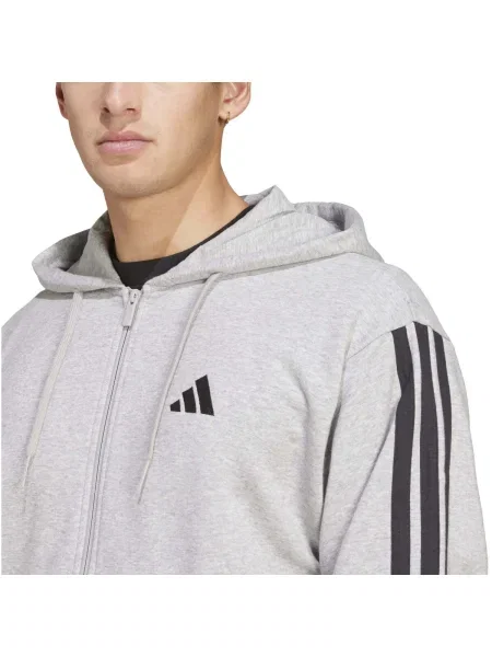 Pruhovaná froté mikina s kapucňou Adidas sivá