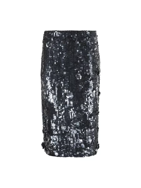 Spódnica midi Parosh z cekinami do kolan niebieska